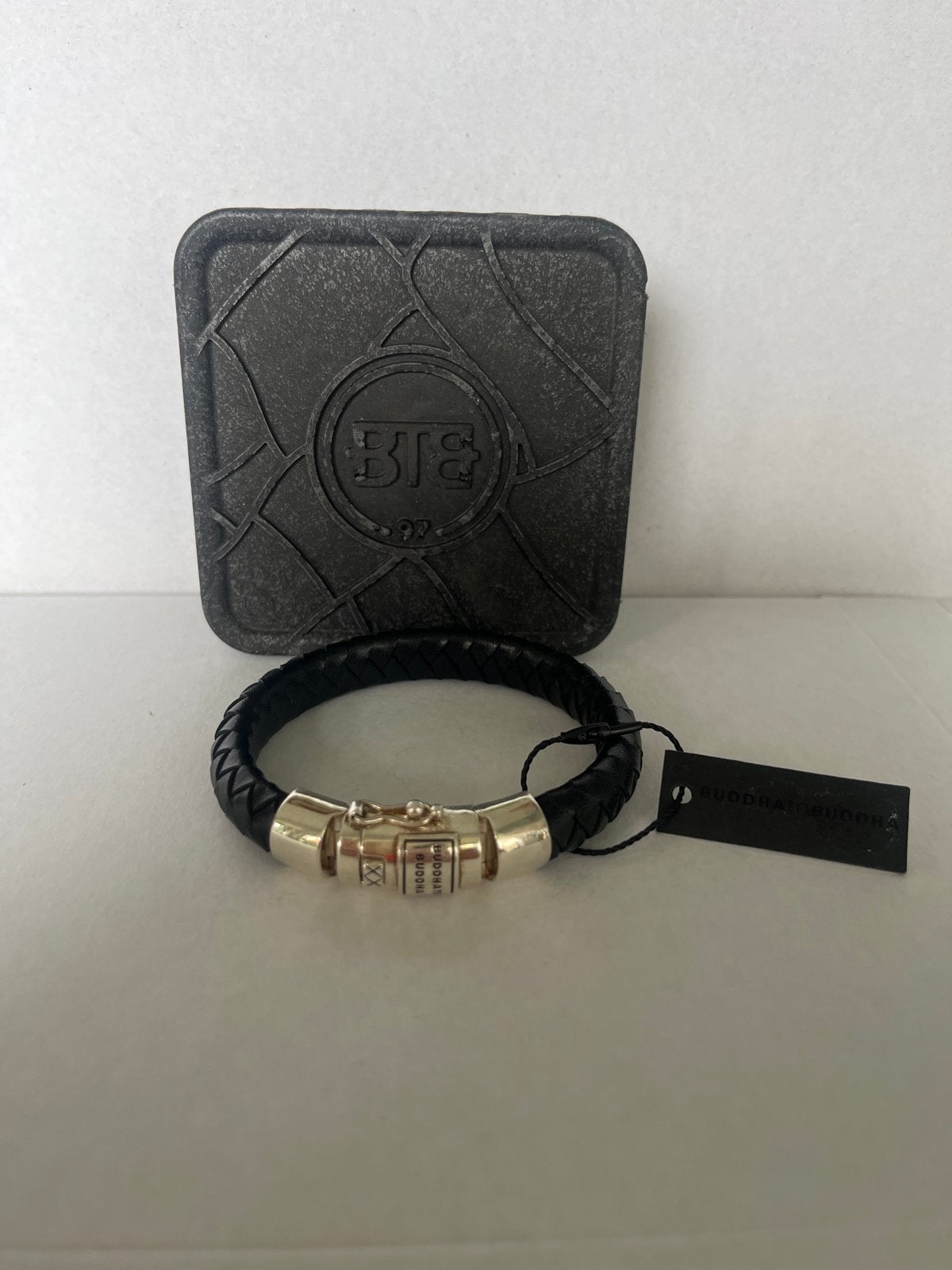 Buddha to Buddha armband Edwin XS Zwart Leer Zilver, Ophalen of Verzenden, Nieuw, Zwart, Leer