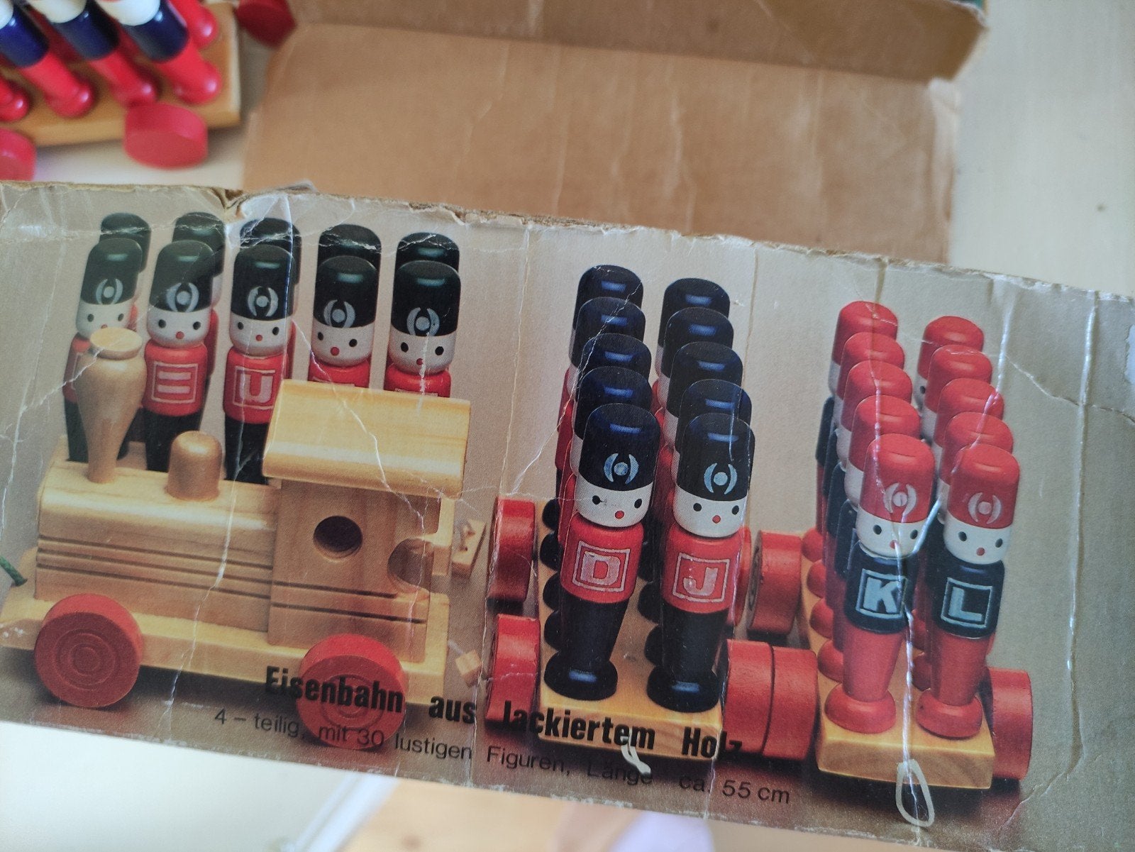 vintage jaren 80 houten zgn soldatentreintje, Ophalen of Verzenden
