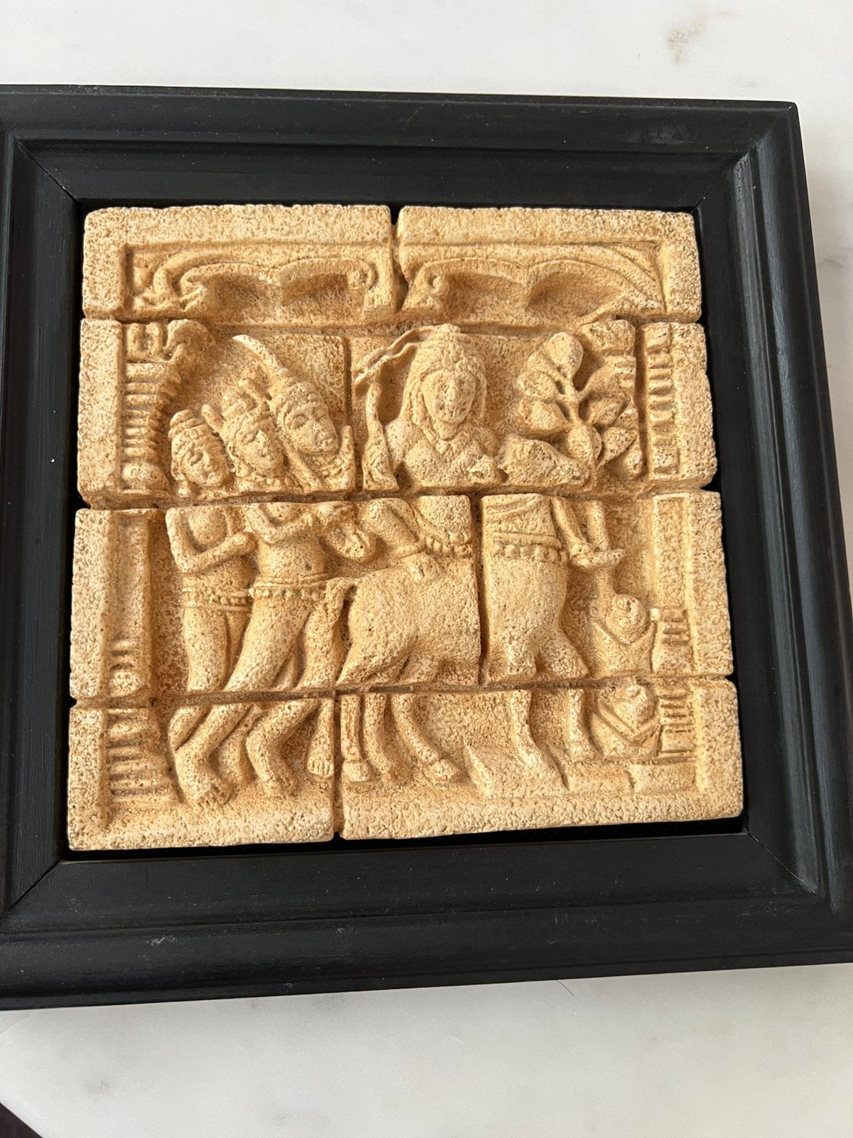 Borobudur reliëf, Ophalen of Verzenden, Zo goed als nieuw, Schilderij, Minder dan 50 cm