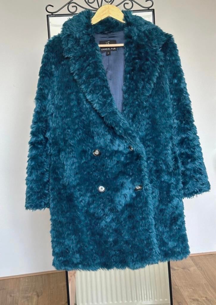 Unreal Fur Faux Fur Jas - Teal Blauw, Kleding | Dames, Jassen | Winter, Ophalen of Verzenden, Gedragen, Maat 34 (XS) of kleiner