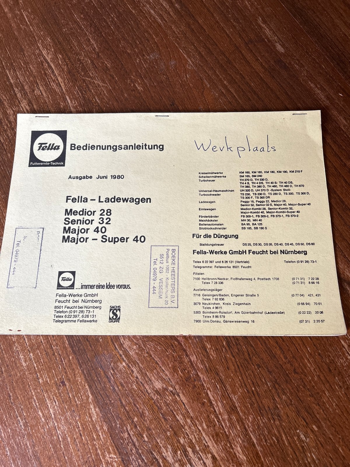 Fella Ladewagen Medior Senior Major Super Handleiding, Ophalen of Verzenden, Gelezen