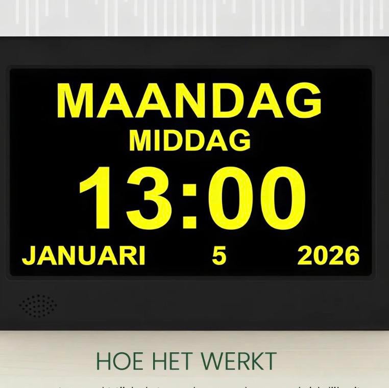 Digitale Kalender Dag Klok - Ideaal voor Senioren, Huis en Inrichting, Woonaccessoires | Klokken, Zo goed als nieuw, Ophalen of Verzenden