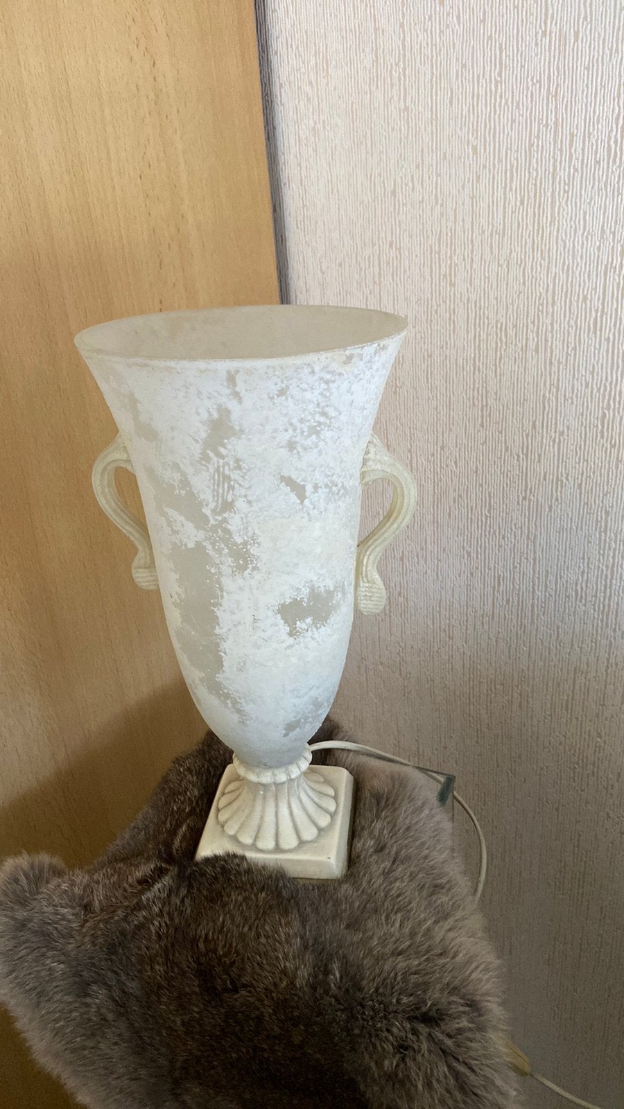 Vintage glazen schemerlamp, Huis en Inrichting, Lampen | Tafellampen, Ophalen, Zo goed als nieuw, Glas, Minder dan 50 cm