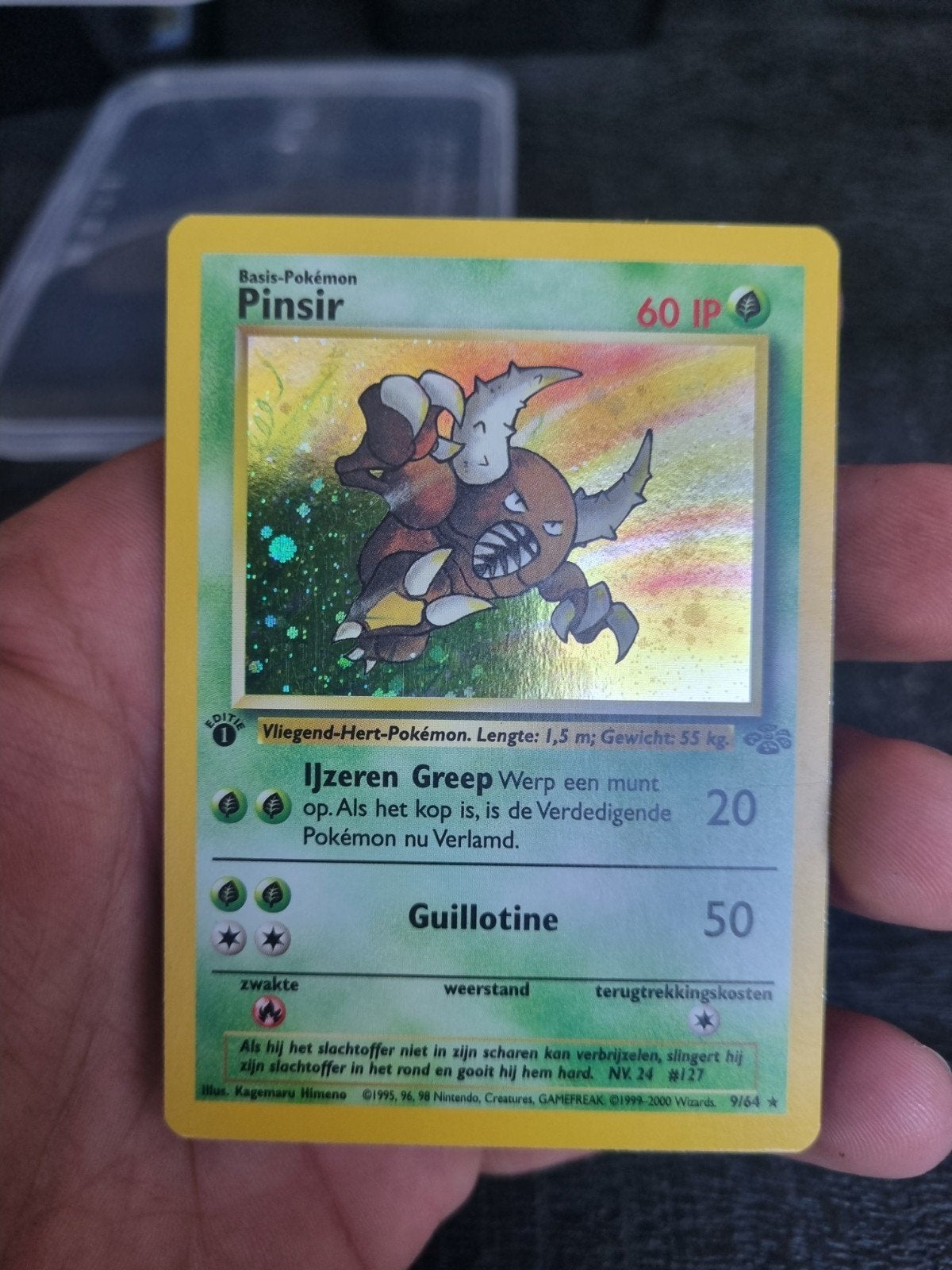 Pinsir 9/64 jungle NL 1e editie ! Holo rare * € 45, Ophalen of Verzenden, Zo goed als nieuw, Losse kaart, Foil