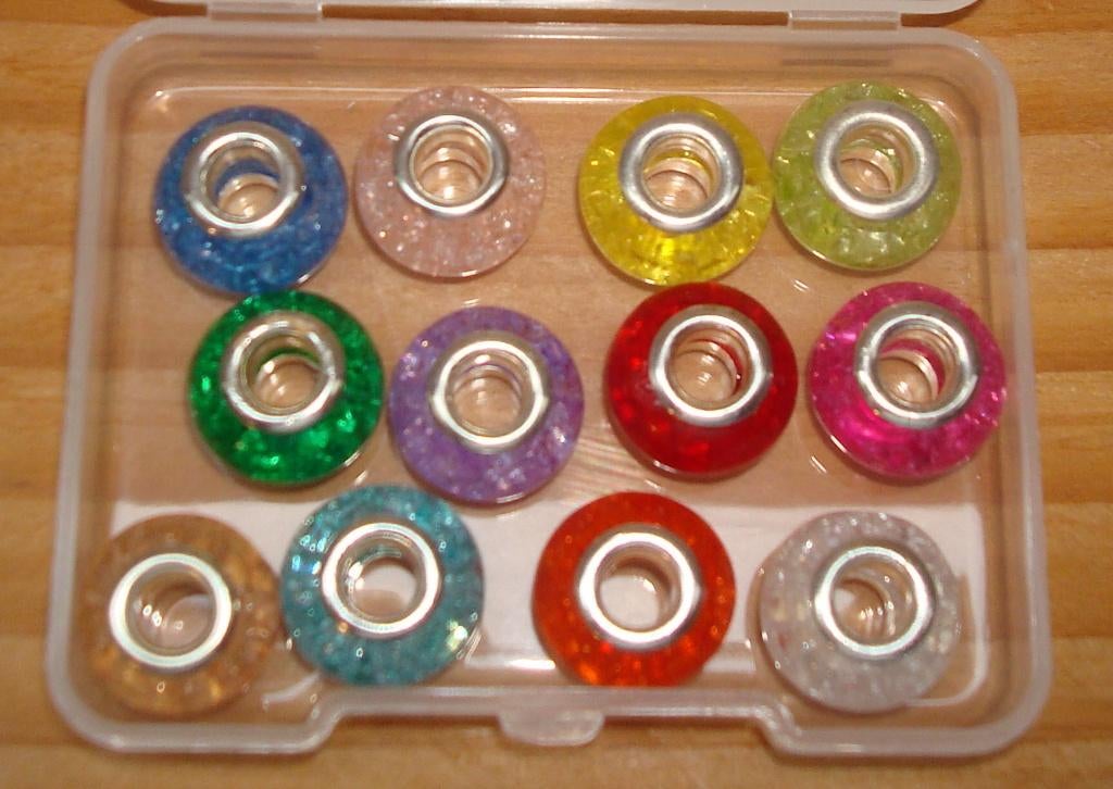 SALE: Doosje met 12 groot gat crackle bedels, Overige materialen, Want 18 Hoogvliet, Adorabeads, Nieuw