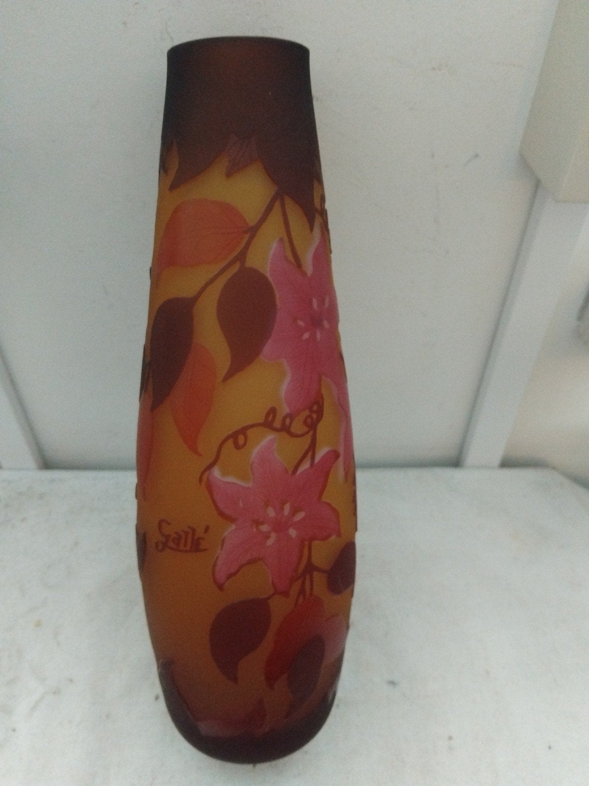 Galle ( tip ) vaas met florale versiering hg 25,5 cm, Ophalen of Verzenden