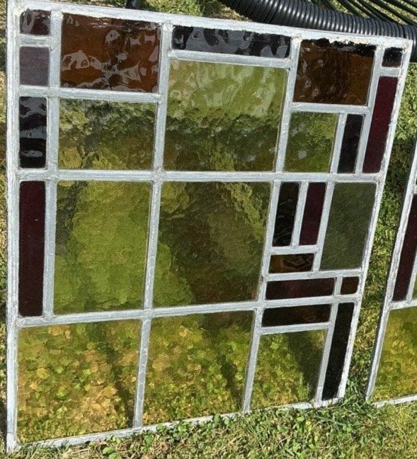 Glas in lood 2x 40x35, Ophalen, Zo goed als nieuw, Glas in lood, Minder dan 80 cm