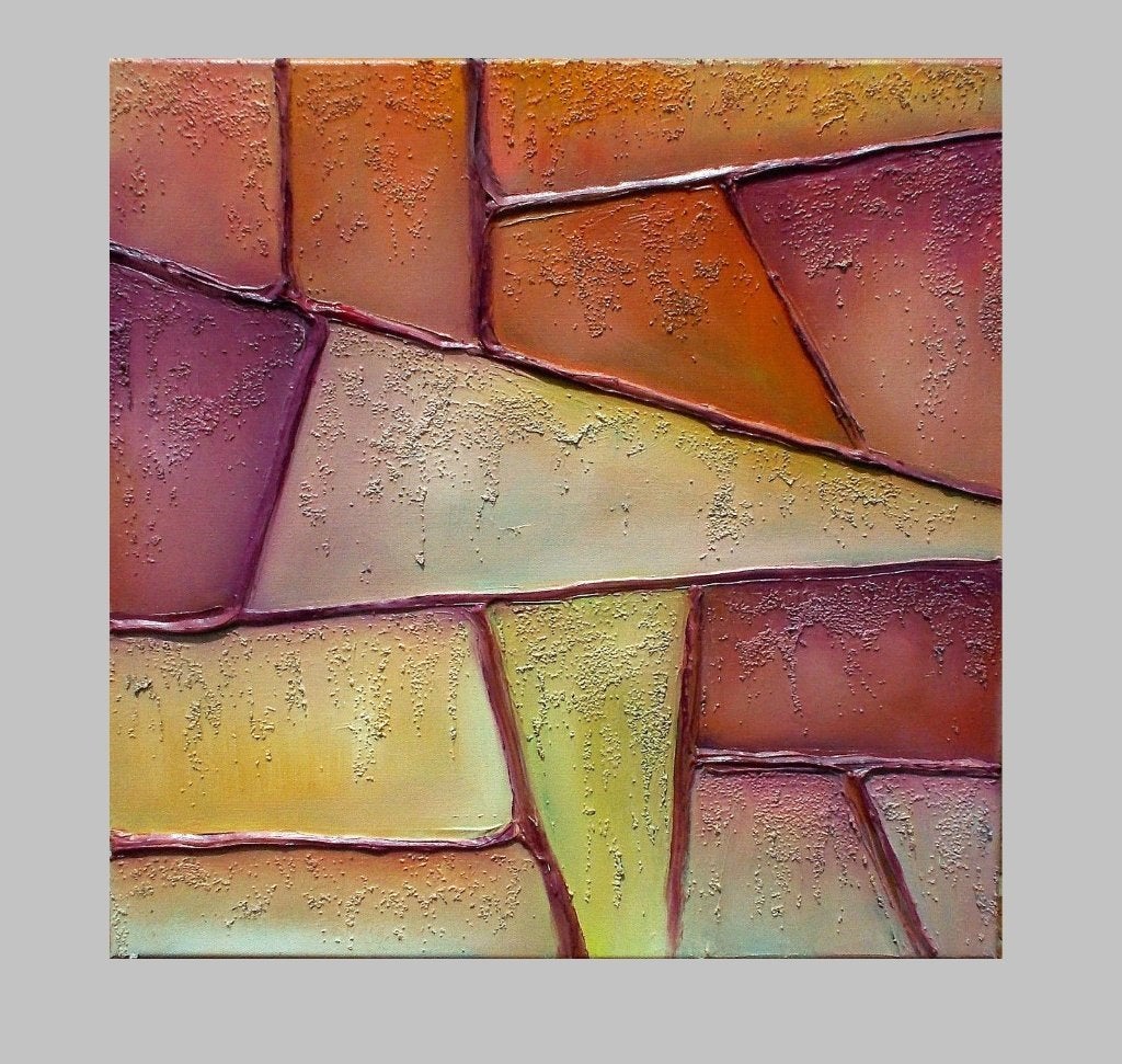 " Brics " Acrylschilderij op canvasdoek ,  50 cm x 50 cm, Ophalen of Verzenden, Handgeschilderd, Acrylverf, Overig onderwerp