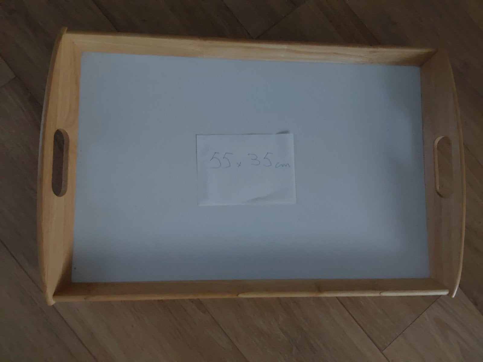 Houten dienblad met handvatten - 55x35 cm, Gebruikt, Ophalen of Verzenden, Dienblad, Met opstaande rand