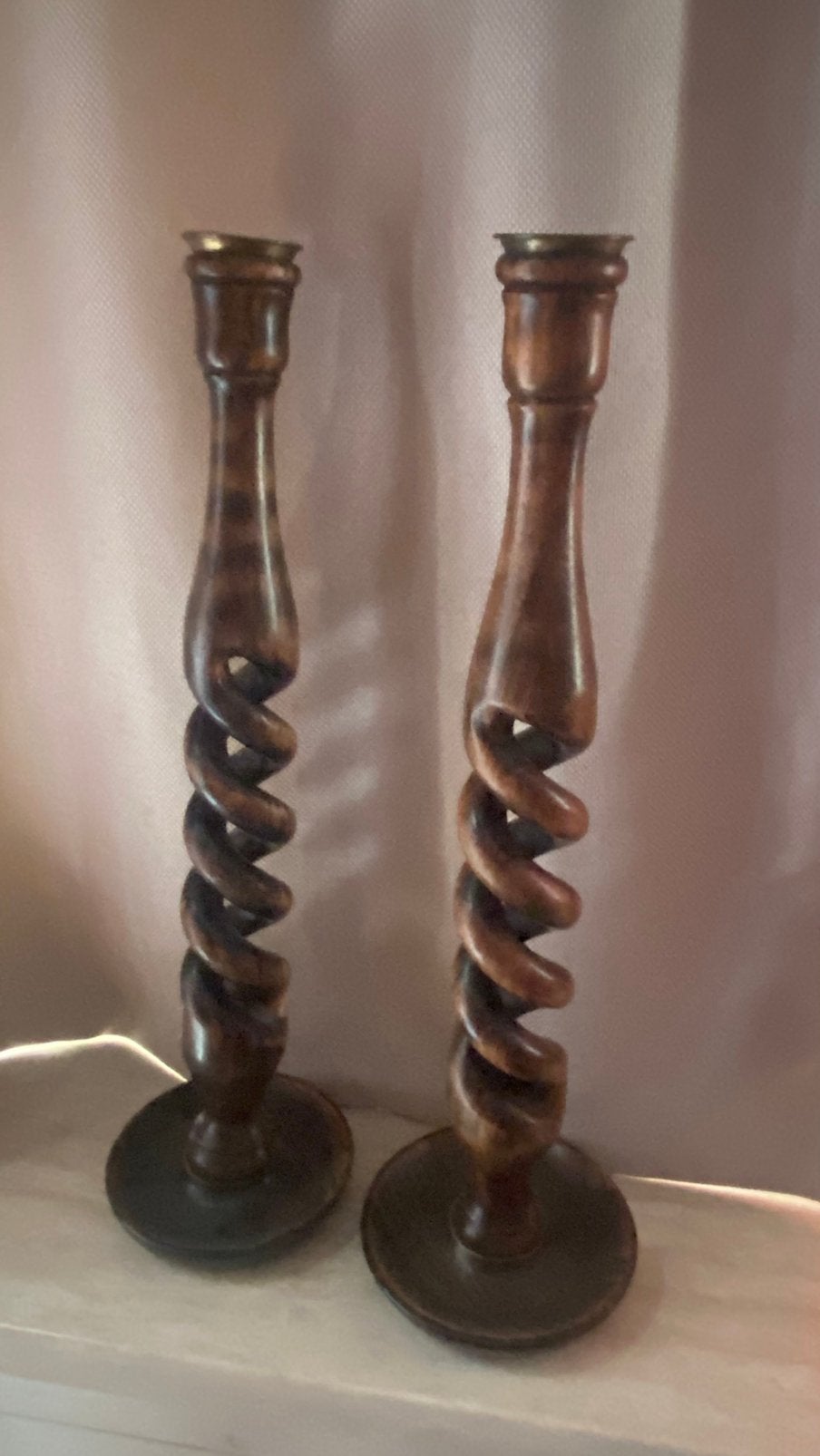 2 houten kandelaars, Ophalen, Overige materialen