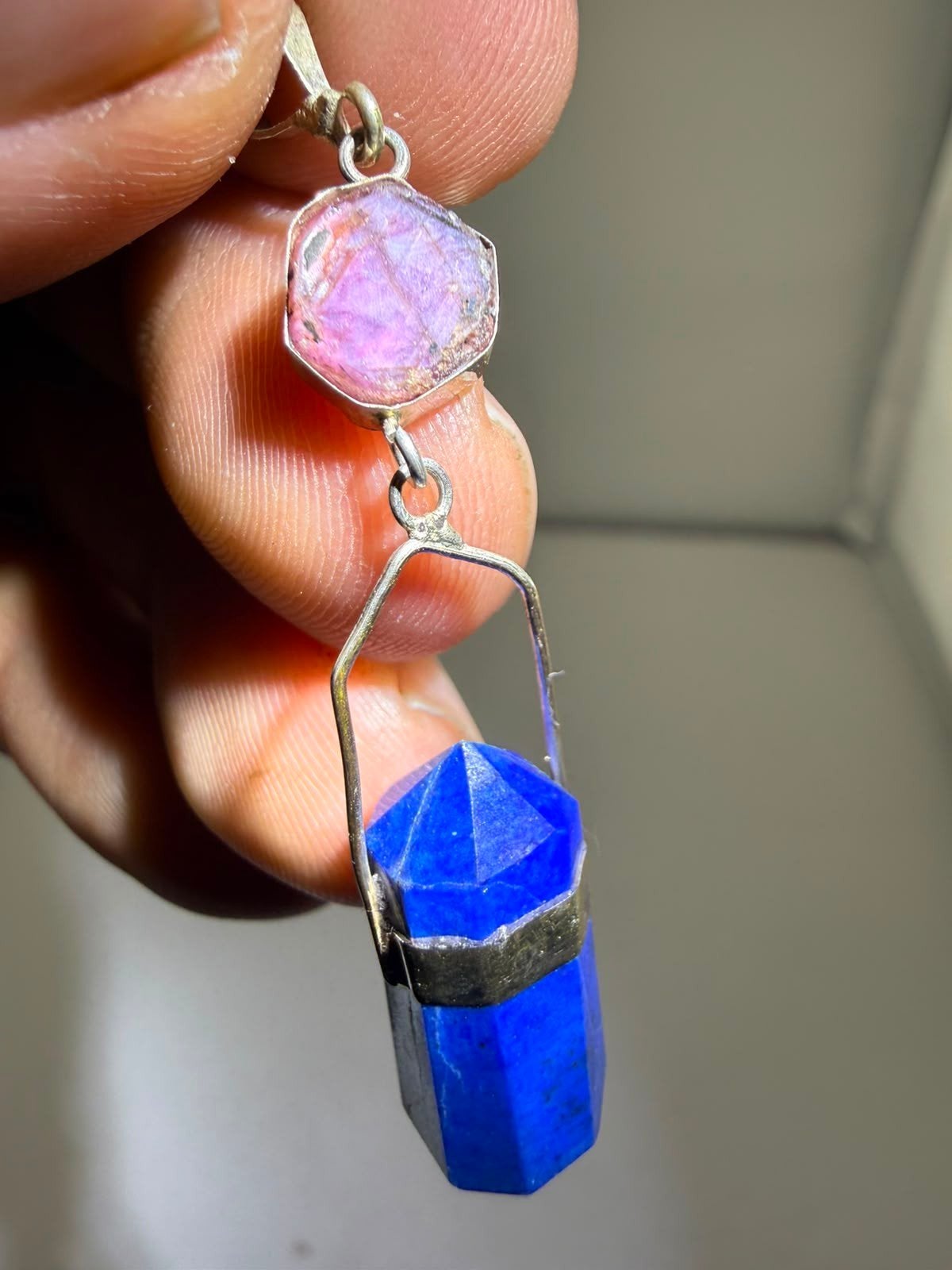 Lapis Lazuli Saffier Zilveren Hanger N304 - 4.8g, 58mm, Gebruikt, Overige voorstellingen, Niet van toepassing, Blauw