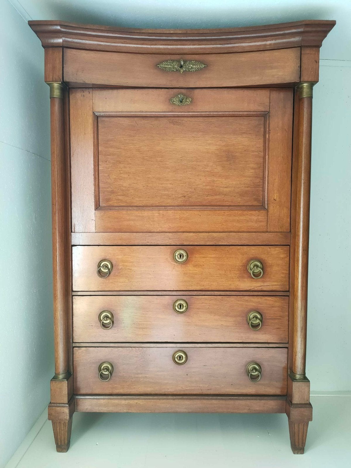 Antieke empire secretaire ladenkast kast kantoor bureau., Ophalen, Gebruikt