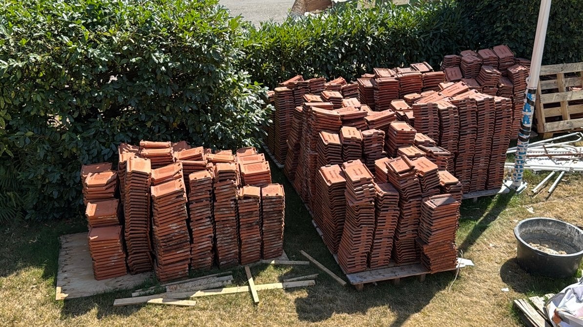 Tul de Noord dakpannen, ca. 4000 stuks, jaren '30 stijl, Doe-het-zelf en Verbouw, Dakpannen en Dakbedekking, Ophalen, Gebruikt