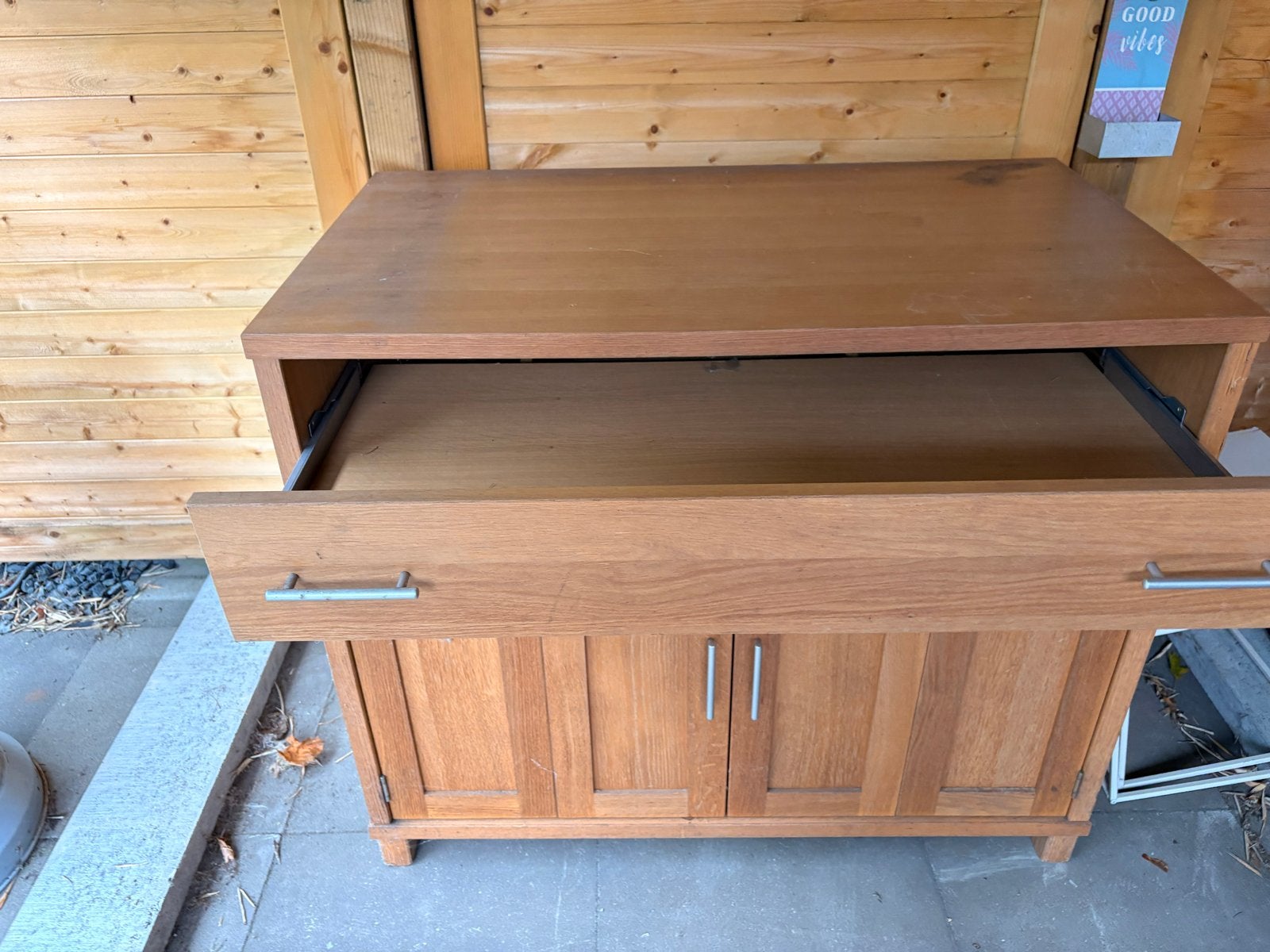 Houten kastje met lade en deurtjes (computermeubel), Ophalen of Verzenden, Gebruikt