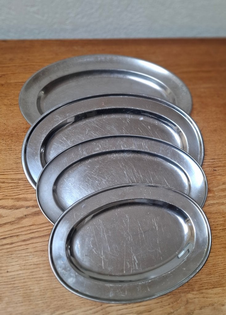 Schalen RVS, 4 stuks, Ophalen, Zilver, Metaal, Overige typen