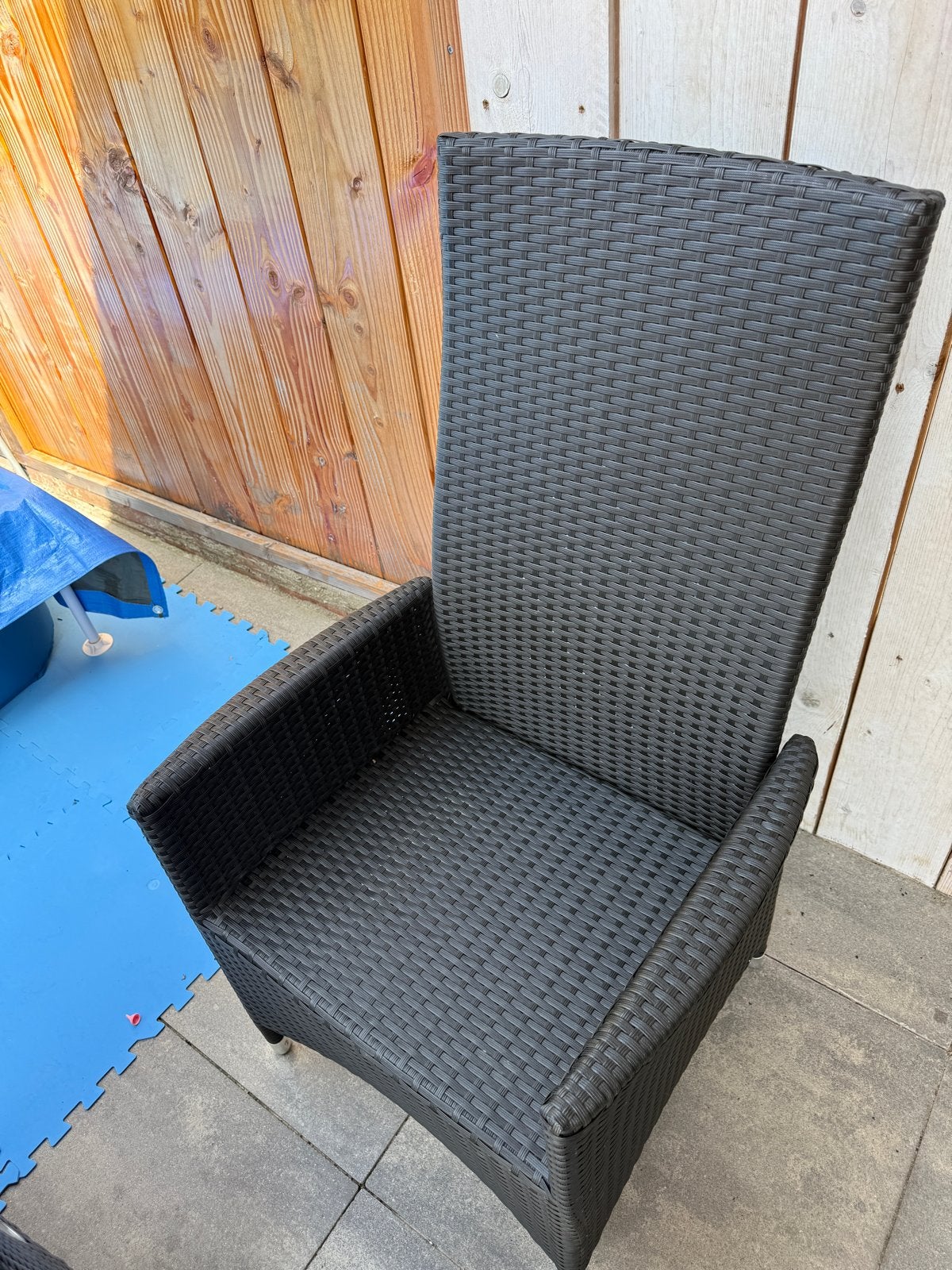 4 Wicker tuinstoelen met kussens - Bois Le Duc, Ophalen, Zo goed als nieuw, Wicker