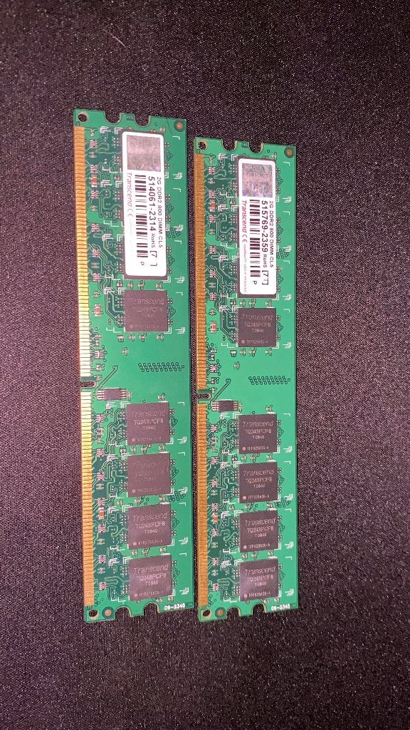 Transcend DDR2 2x2GB 800 Ram, Computers en Software, RAM geheugen, Gebruikt, Ophalen of Verzenden, DDR2, Desktop