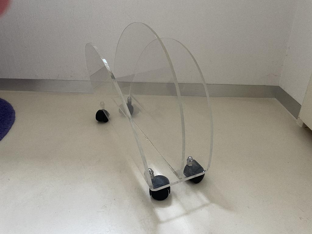 Tijdschriftenrek bladenrek vintage plexiglas rond, Ophalen, Gebruikt