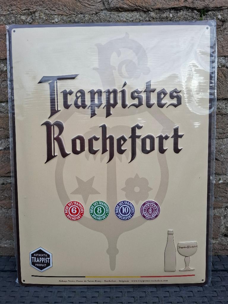 authentiek reclamebord Rochefort (originele verpakking), Verzamelen, Biermerken, Ophalen of Verzenden, Nieuw, Reclamebord, Plaat of Schild