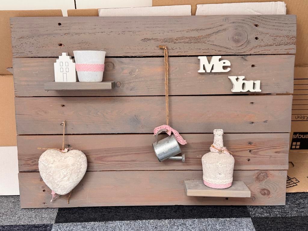 Wanddecoratie steigerhout, Ophalen, Zo goed als nieuw
