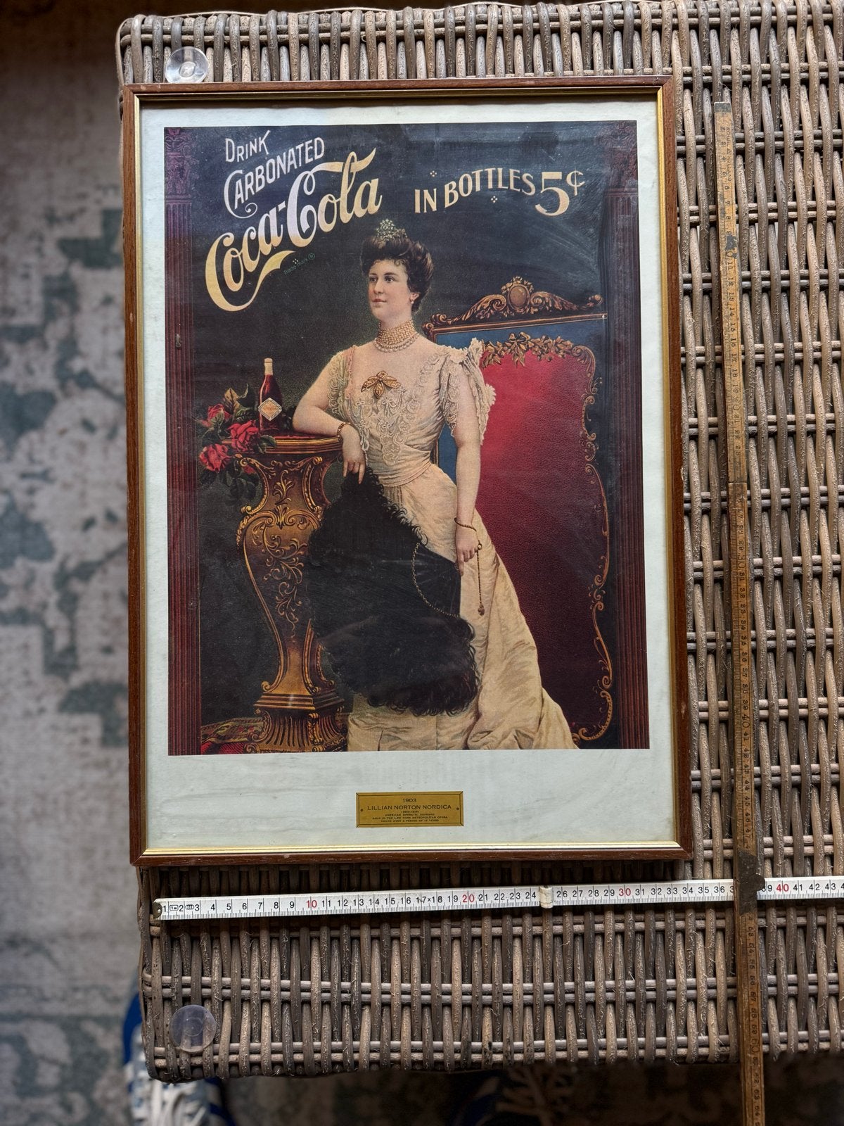 Vintage Coca-Cola Reclame Poster - Lillian Nordica, Ophalen, Gebruikt, Reclamebord
