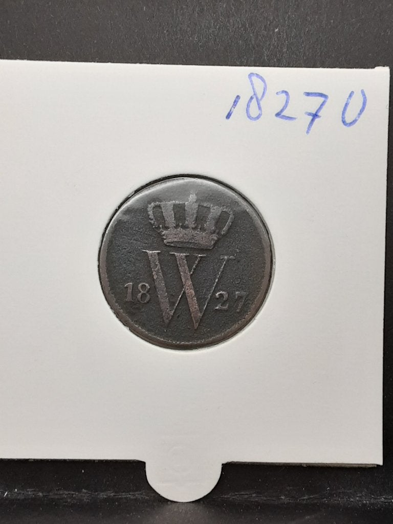 1 cent 1827 U Koning Willem I, Ophalen of Verzenden, Koning Willem I, 1 cent, Losse munt