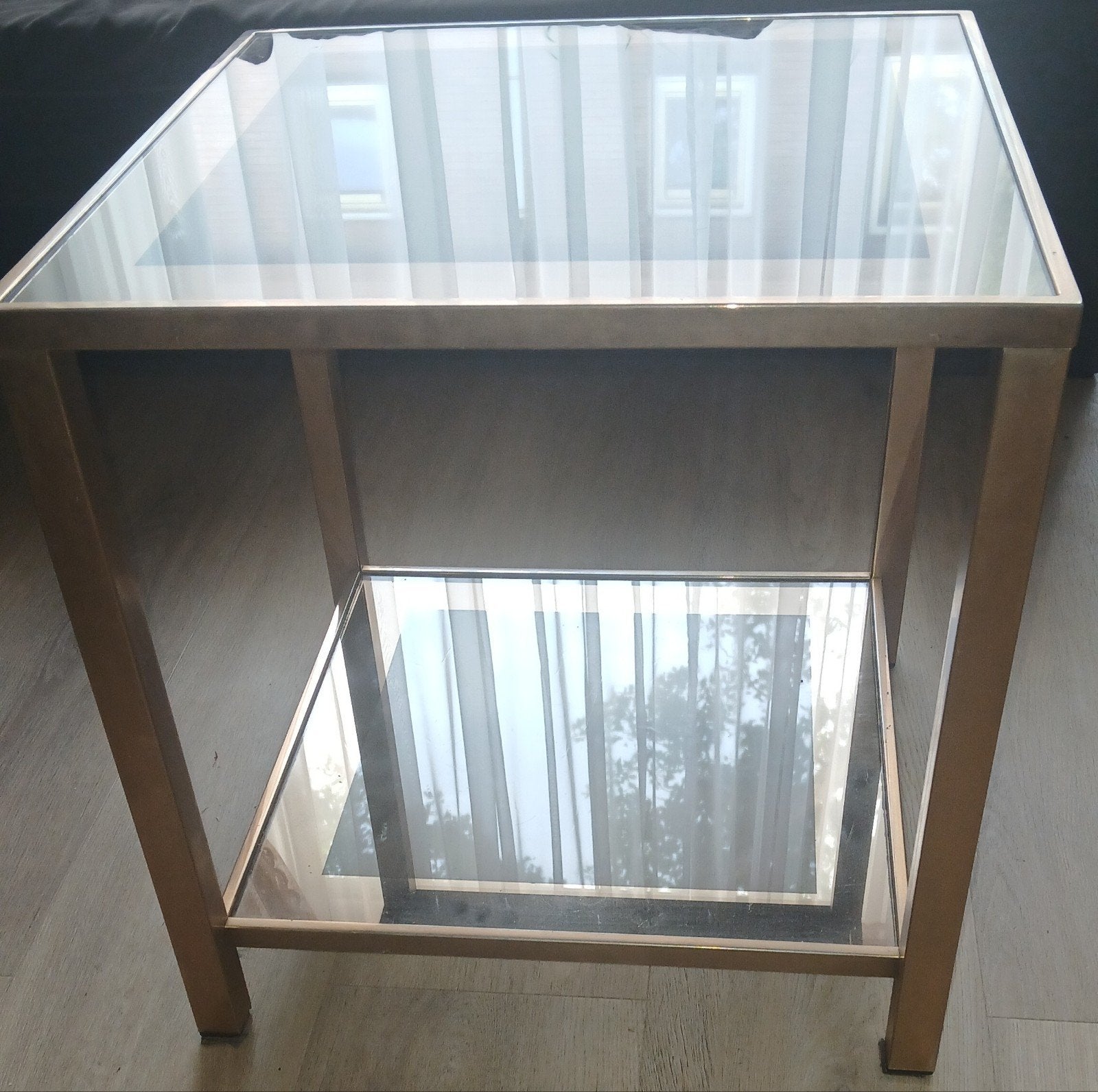 Tafel, Huis en Inrichting, Tafels | Bijzettafels, Gebruikt, Vierkant, Luxe robuust, Ophalen