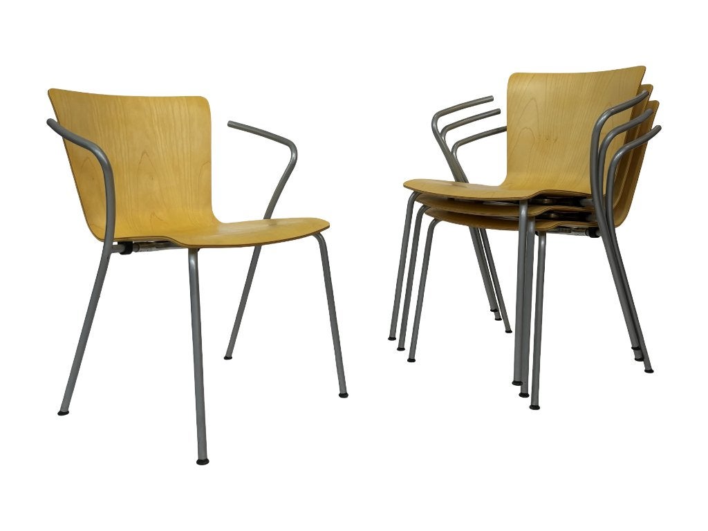 Vintage stoelen Fritz Hansen Vico Magistretti set van vier, Vintage Design, Gebruikt, Bruin, Ophalen of Verzenden