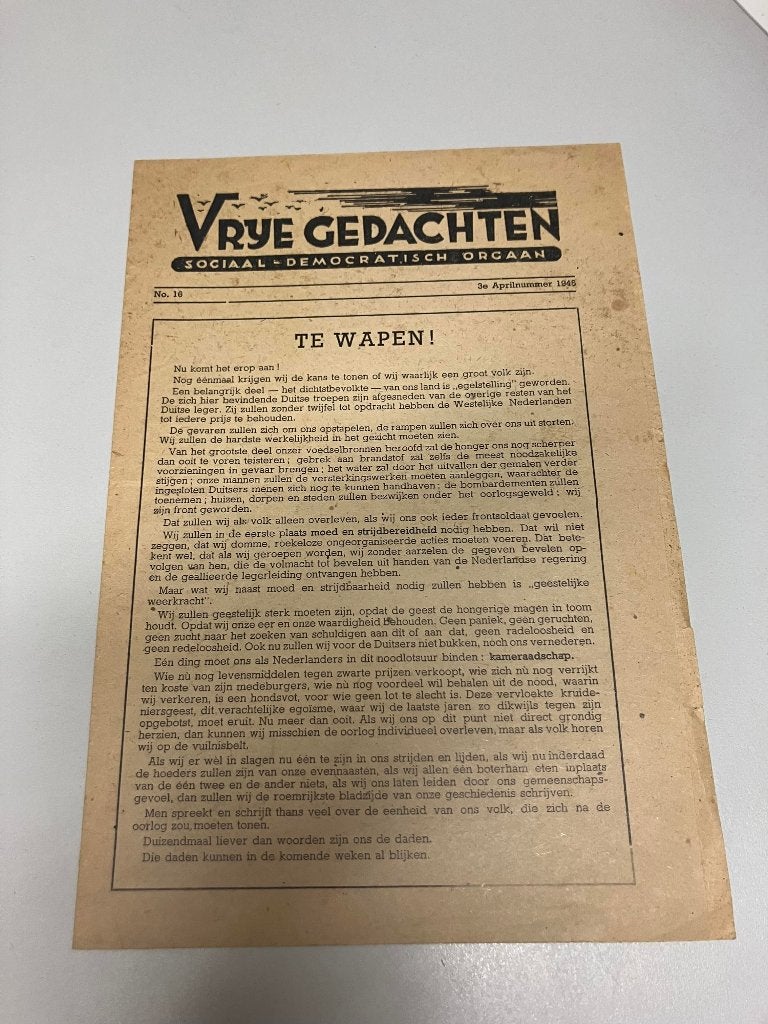 Vrije gedachten no 16 April 1945, Ophalen of Verzenden, Tweede Wereldoorlog, Gelezen, Algemeen