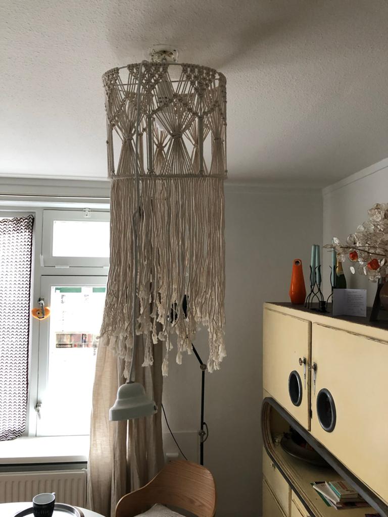 Macramé hanglamp - Boheemse stijl, Ophalen, Gebruikt, Stof, 75 cm of meer