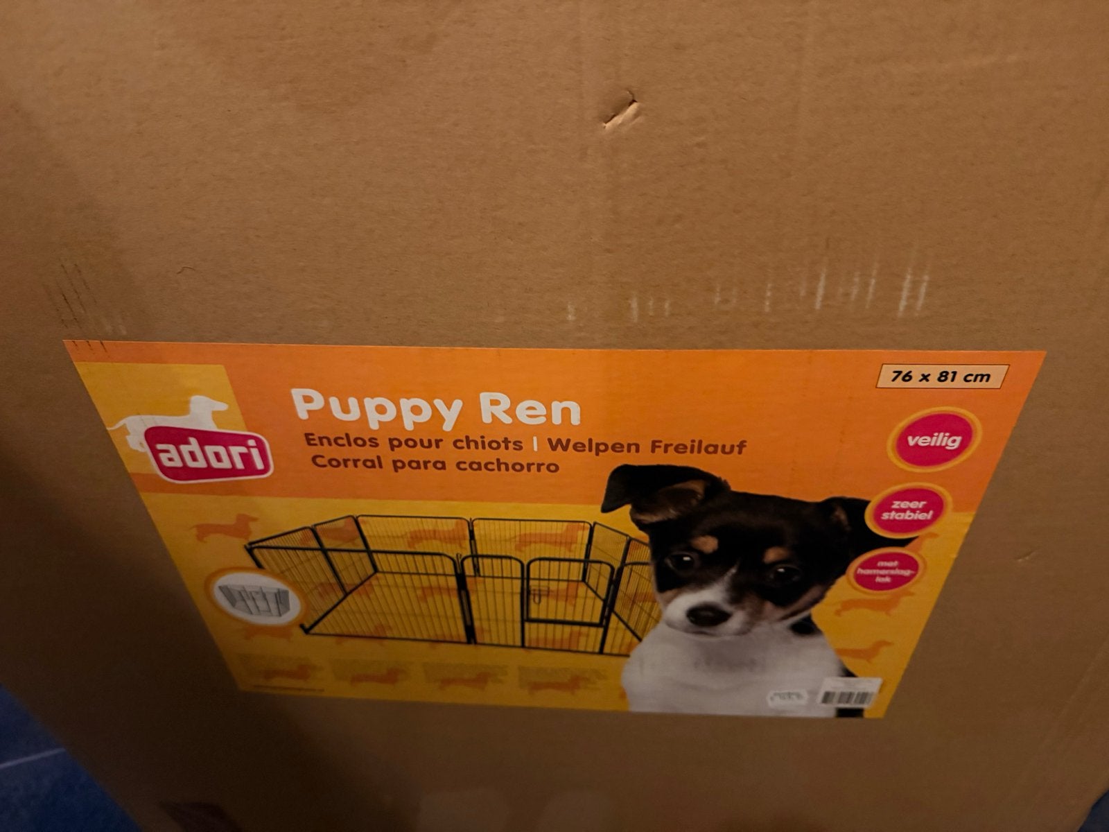Puppy ren stevig 76 x 81 honden ren hondenren, Ophalen of Verzenden, Gebruikt