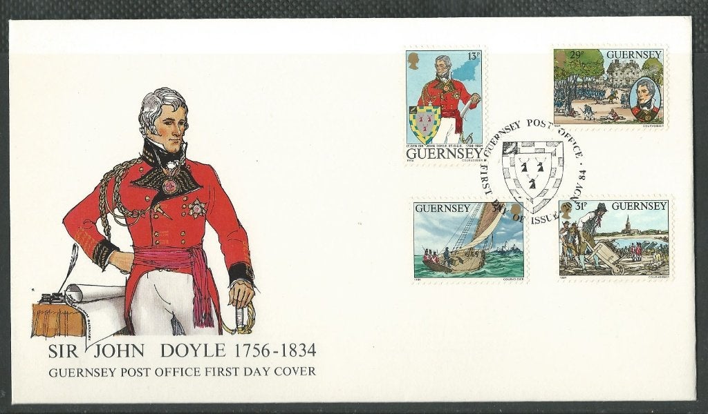 GUERNSEY 1984 Sir John Doyle op onbeschreven F.D.C., Verzenden, Gestempeld