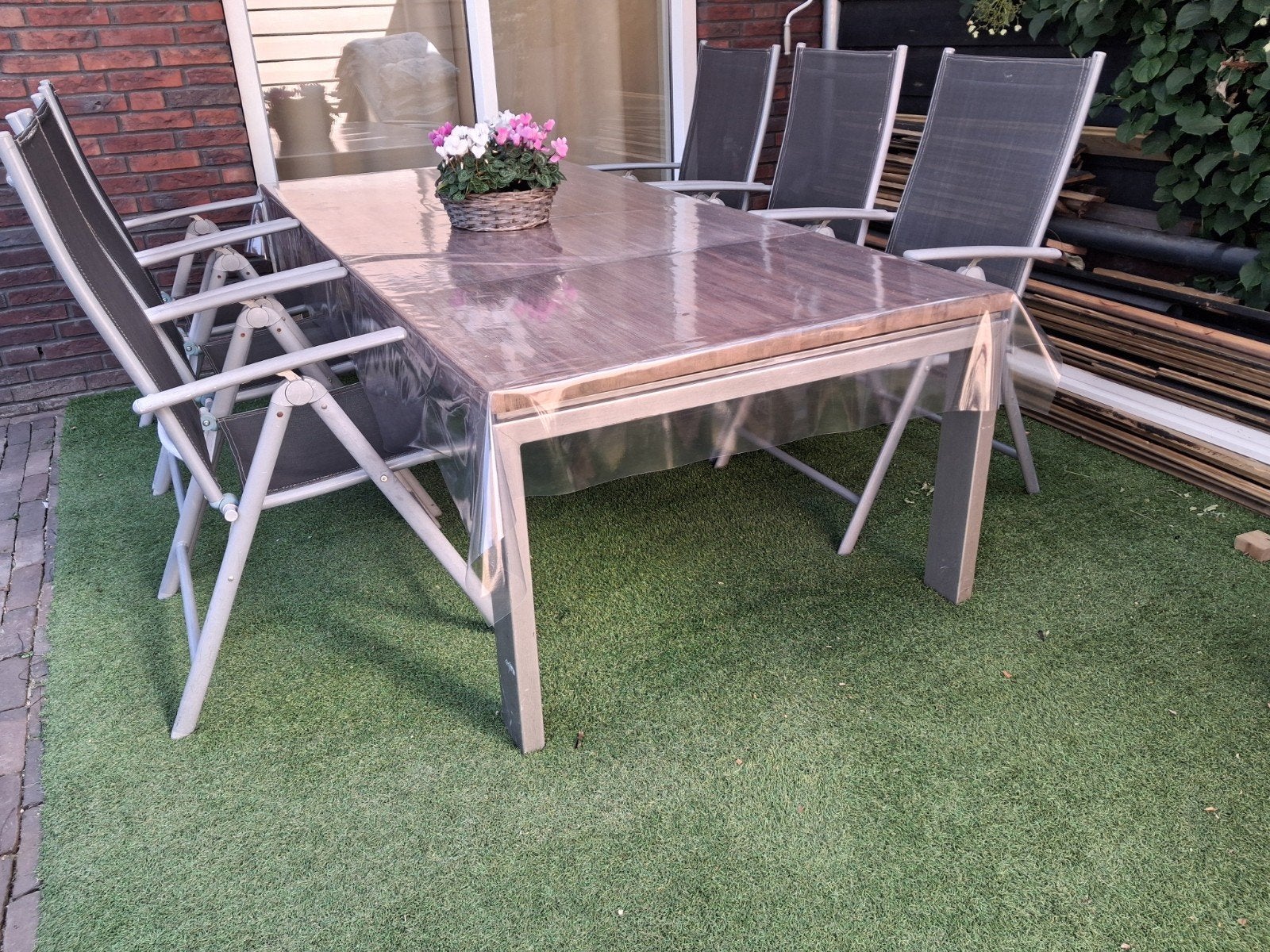 Compleet tuinset: 6 stoelen met uitschuifbare tafel, Tuin en Terras, Tuinsets en Loungesets, Ophalen, Gebruikt, 6 zitplaatsen