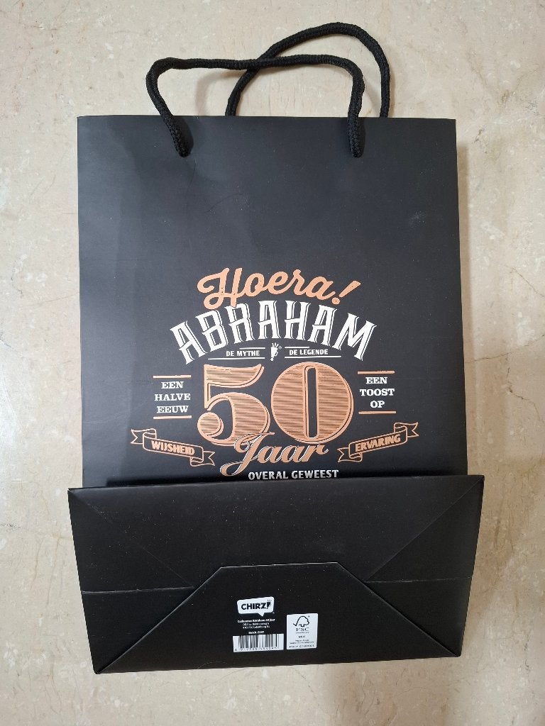 Cadeautas voor een 50e verjaardag Abraham, Ophalen of Verzenden, Zo goed als nieuw, Overige typen, Abraham of Sarah