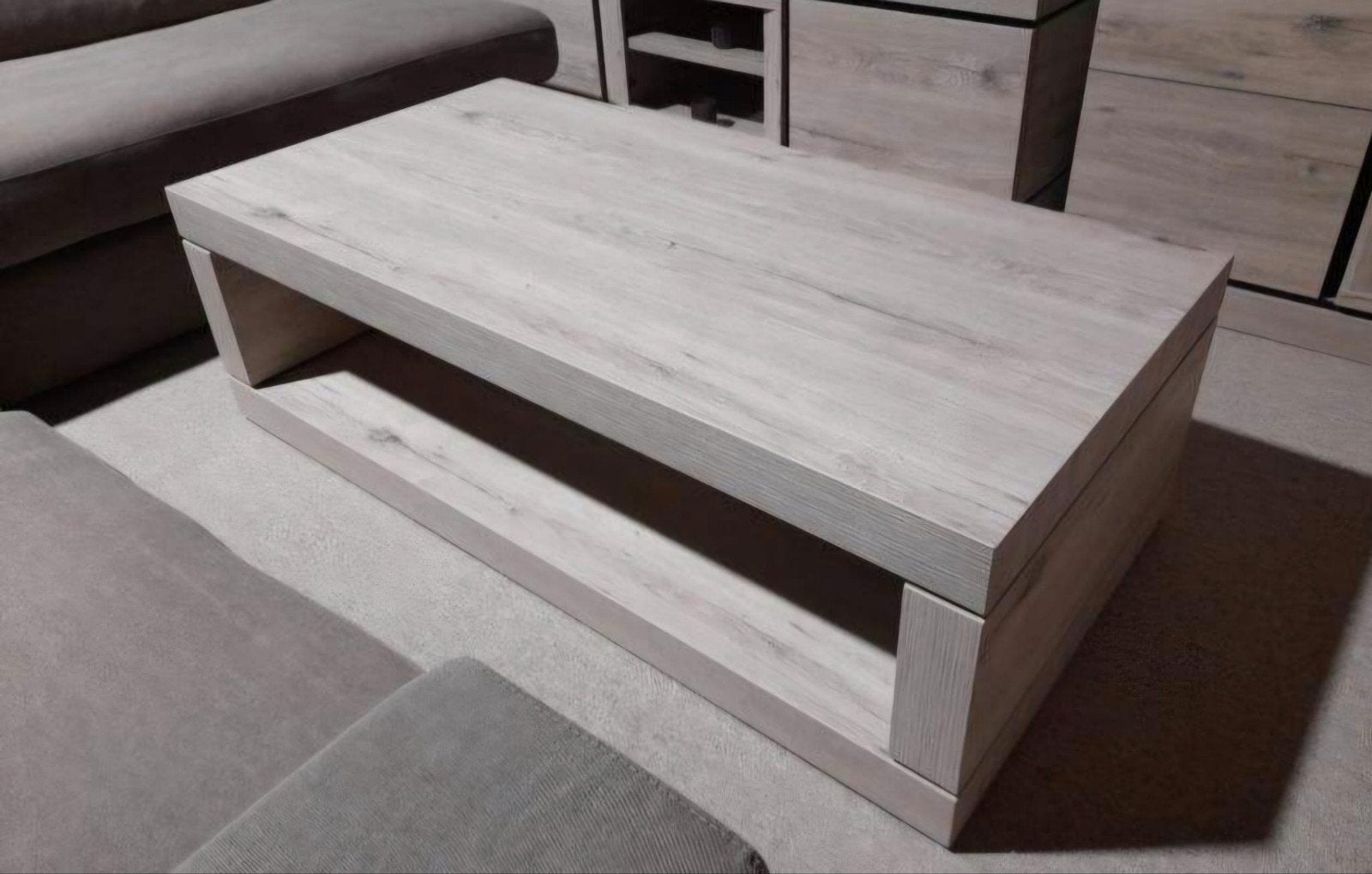Mooie grey wash robuuste salontafel, Ophalen, 100 tot 150 cm, 50 tot 100 cm, Zo goed als nieuw