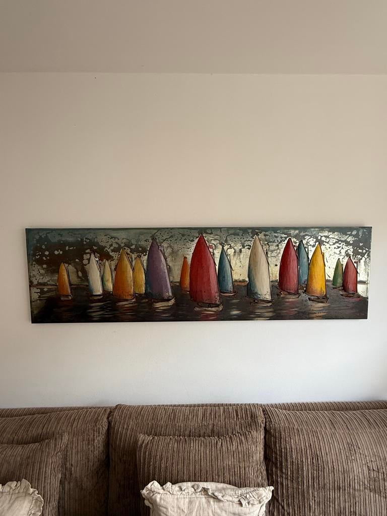 Metalen 3D schilderij zeilboten, Ophalen