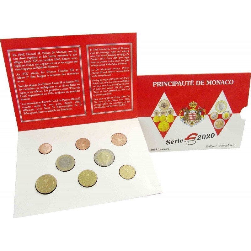 BU set Monaco 2020 - 1 cent t/m 2 euro - Blister, Verzenden, Monaco, Overige waardes, Setje