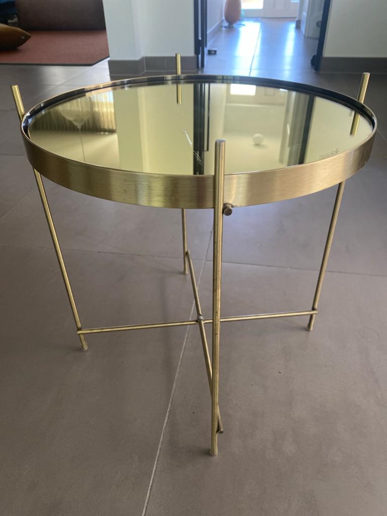 Zuiver bijzettafel met spiegelblad - Goudkleurig, Huis en Inrichting, Ophalen, Minder dan 45 cm, Minder dan 55 cm, Gebruikt