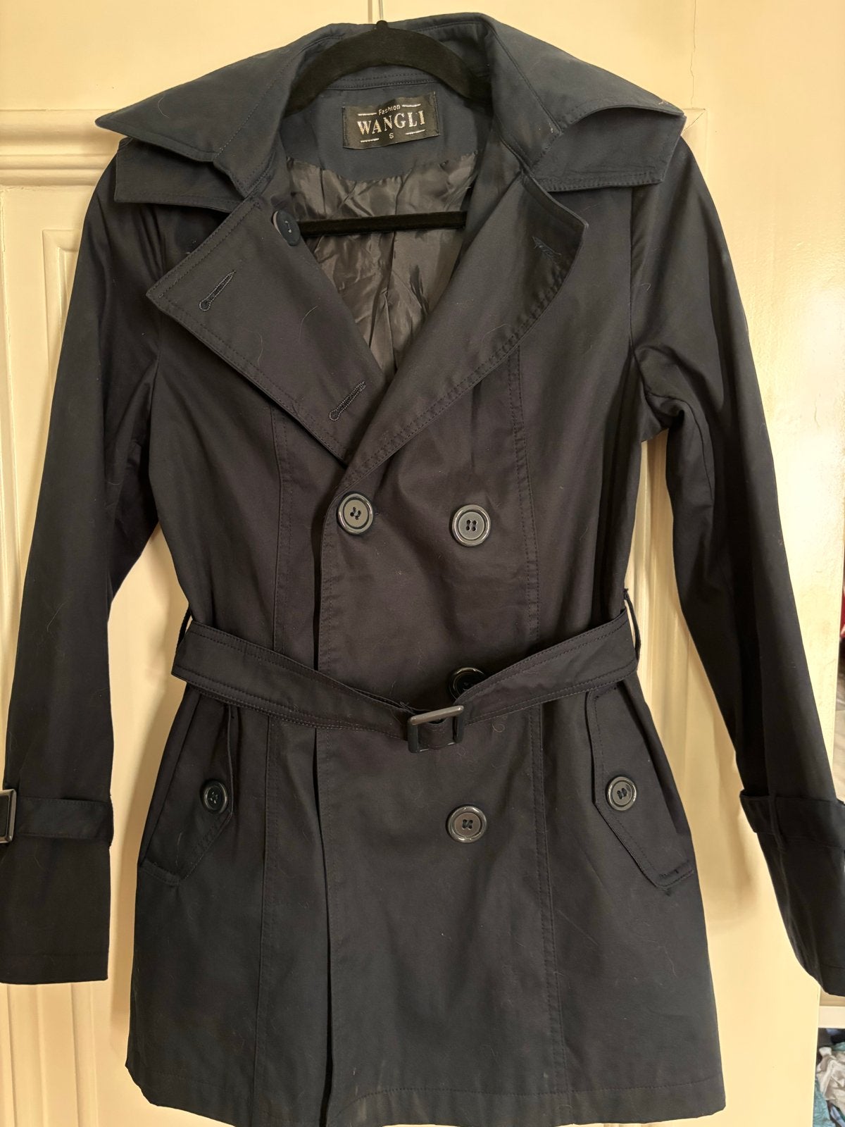 Wangli Trenchcoat - Maat S - Donkerblauw, Ophalen of Verzenden, Zo goed als nieuw, Maat 36 (S), Blauw