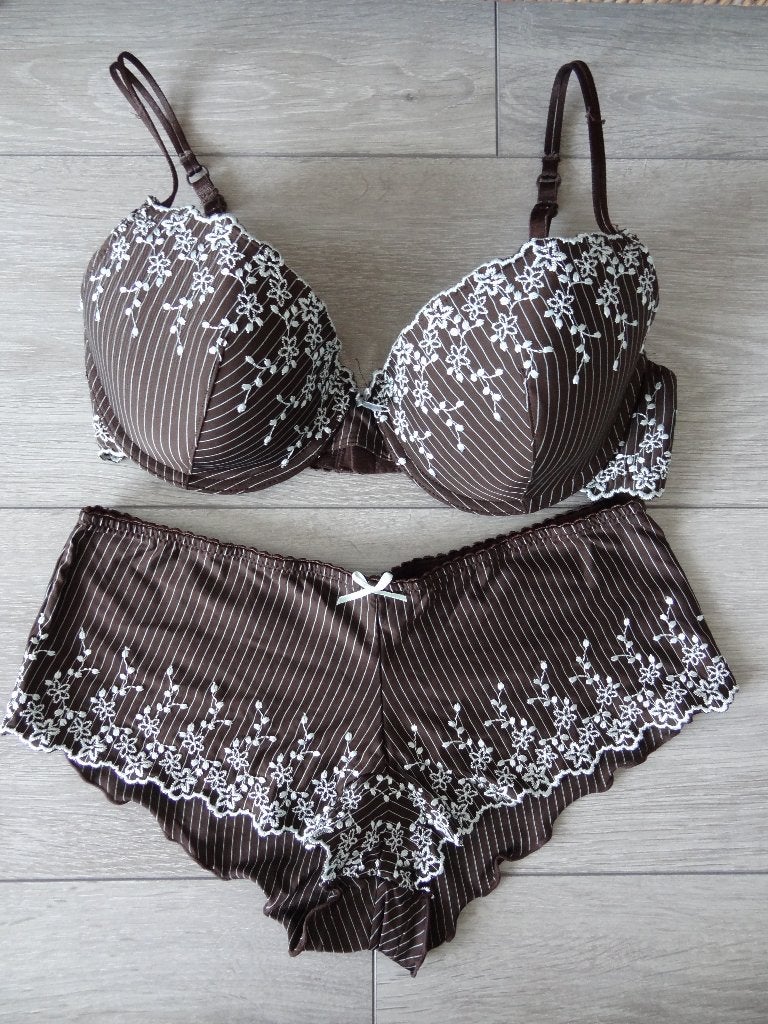 Lingerieset Bruin/Blauw Maat 75C / S >Snelle Verzending!<, Verzenden, Bruin, Setje