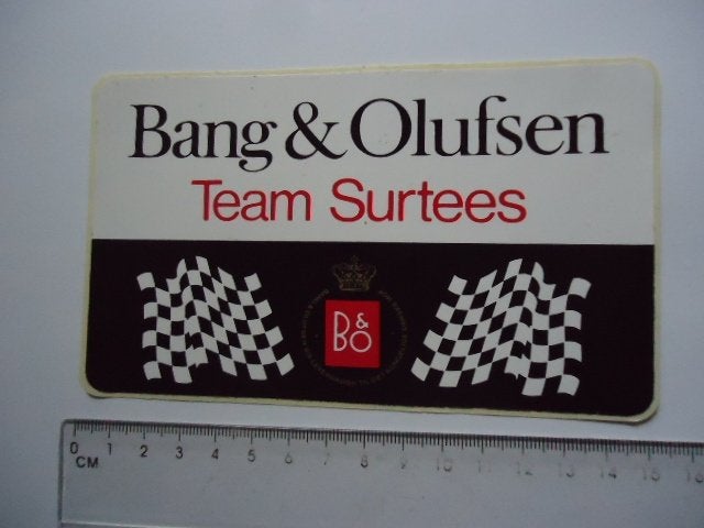 sticker 1974 B&O bang Olufsen F1 F-1 race autosport Surtees, Verzamelen, Verzenden, Zo goed als nieuw, Bedrijf of Vereniging
