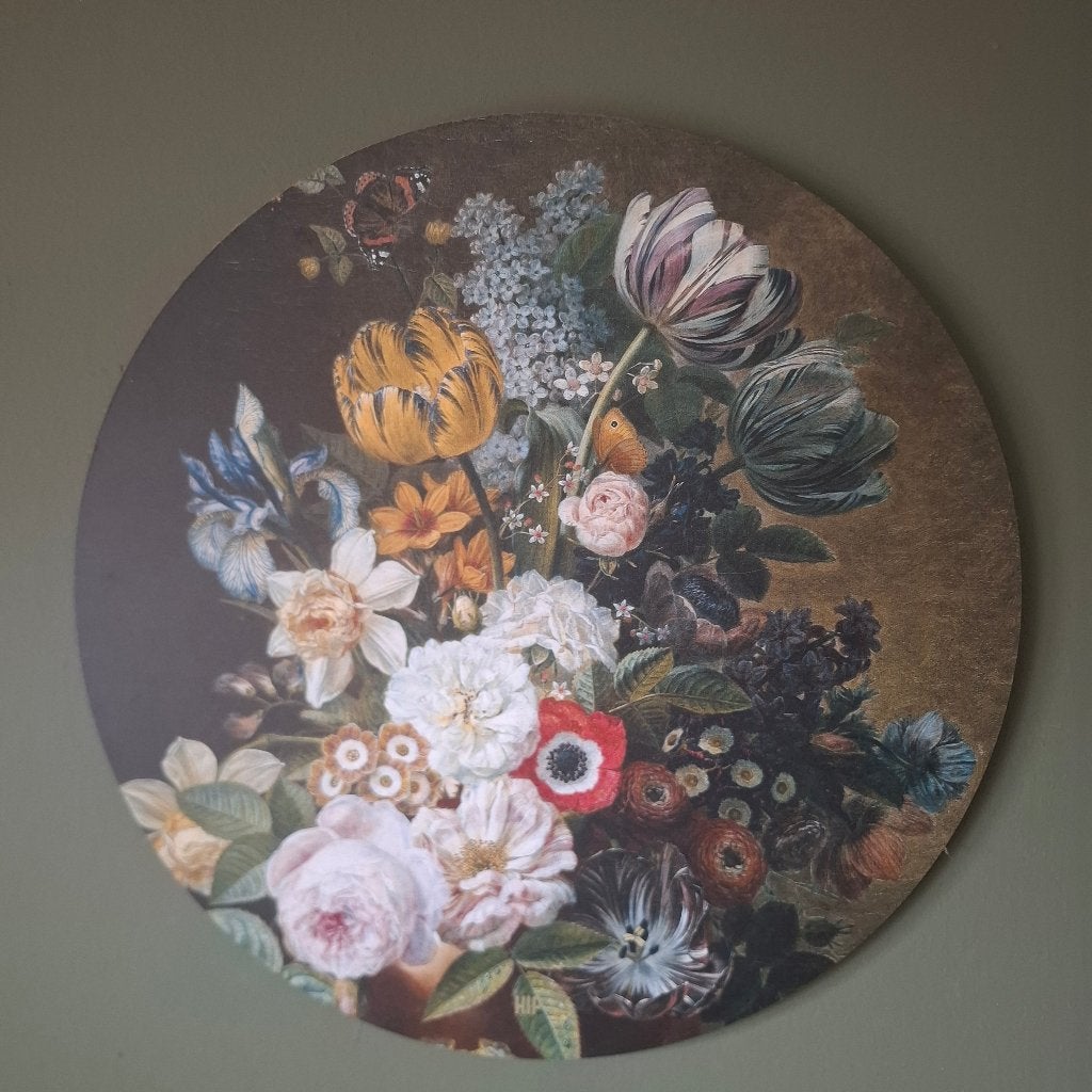 Muurcirkel HIP ORGNL Stilleven met bloemen Eelkema - Ø 40 cm, Huis en Inrichting, Woonaccessoires | Wanddecoraties, Ophalen, Gebruikt