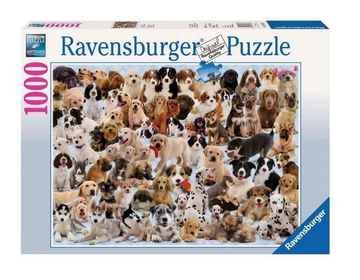 ZGAN puzzel 1000 Honden collage Dogs galore ! 100% compleet!, Ophalen of Verzenden, 500 t/m 1500 stukjes, Zo goed als nieuw, Legpuzzel