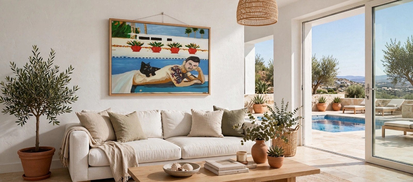 Schilderij 'Poolboy' - Uniek kunstwerk, Ophalen, Handgeschilderd, Textiel, Figuren