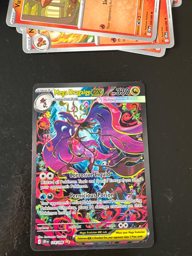 Mega Dragalge EX Pokémon Kaart - Zeldzaam, Ophalen of Verzenden, Zo goed als nieuw, Losse kaart