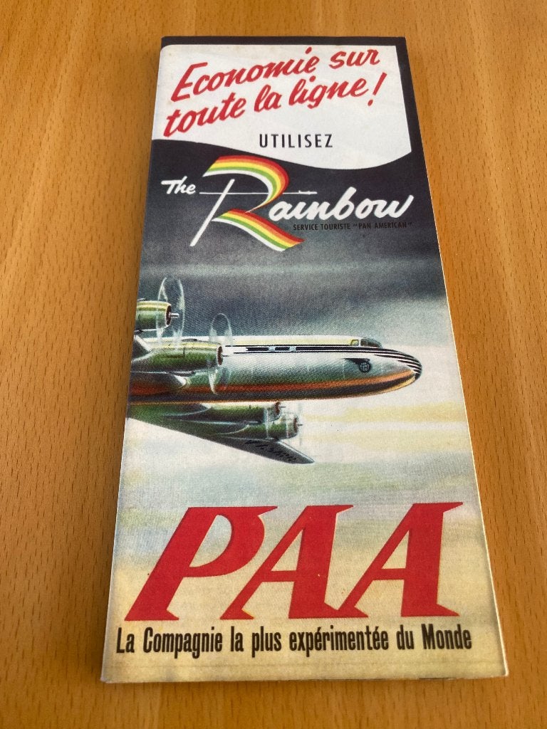 Vintage Pan Am 'The Rainbow' Super 6 Clipper folder, Ophalen of Verzenden, Gebruikt, Overige typen