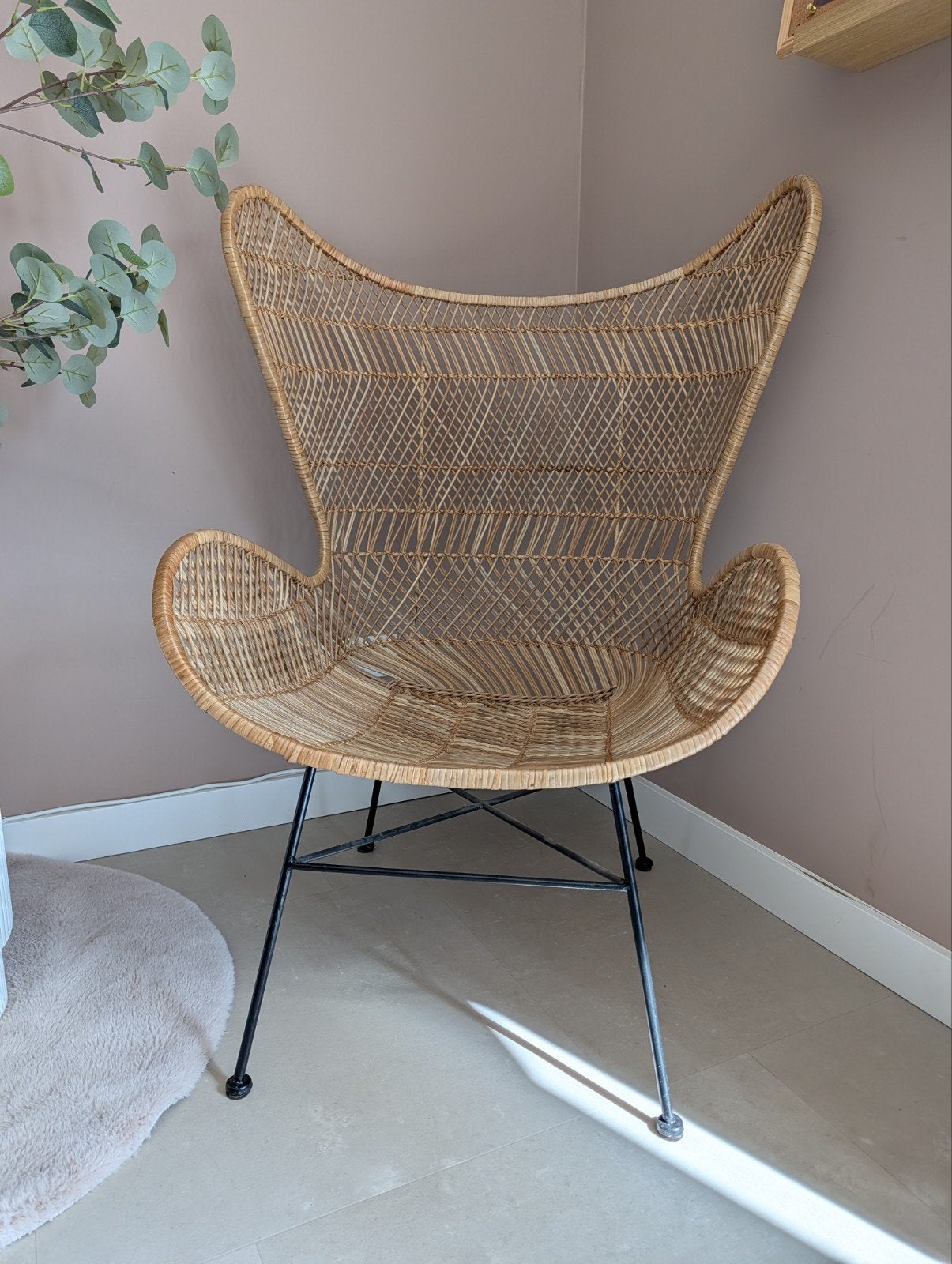 HK living rotan bohemian chair, Ophalen, Zo goed als nieuw, Bruin, Eén