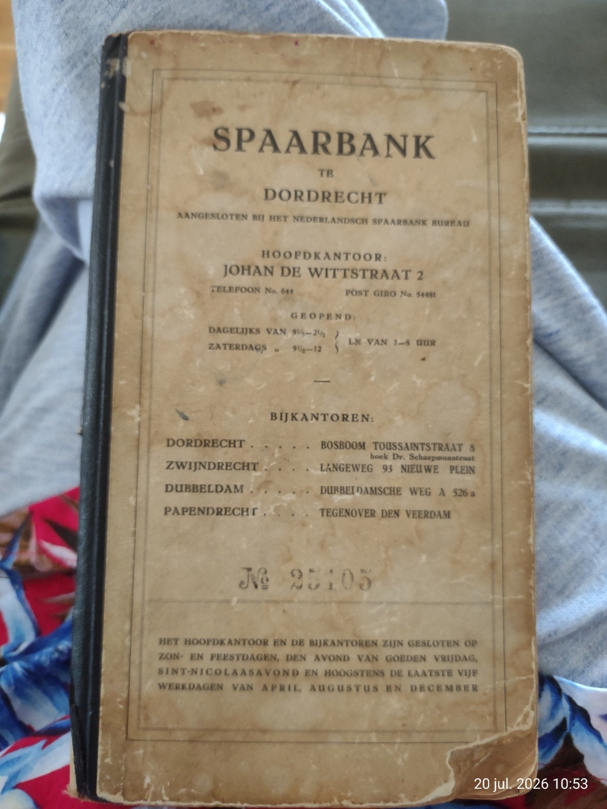 Antiek Spaarbank Boekje Dordrecht - Historisch Document, Ophalen, De Spaarbank te Dordrecht