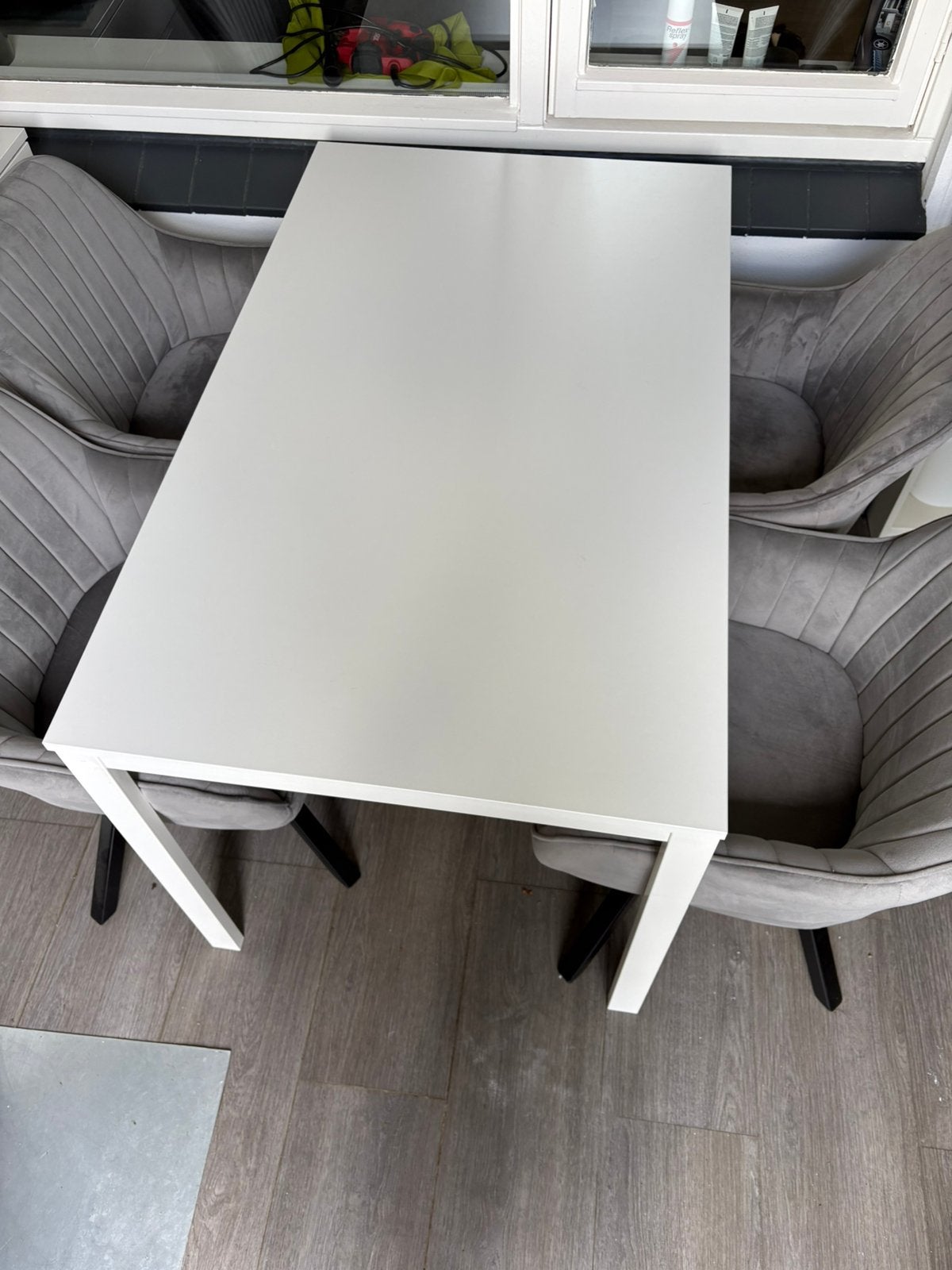 Tafel en 4 stoelen, Tuin en Terras, Ophalen, Zo goed als nieuw, Rechthoekig