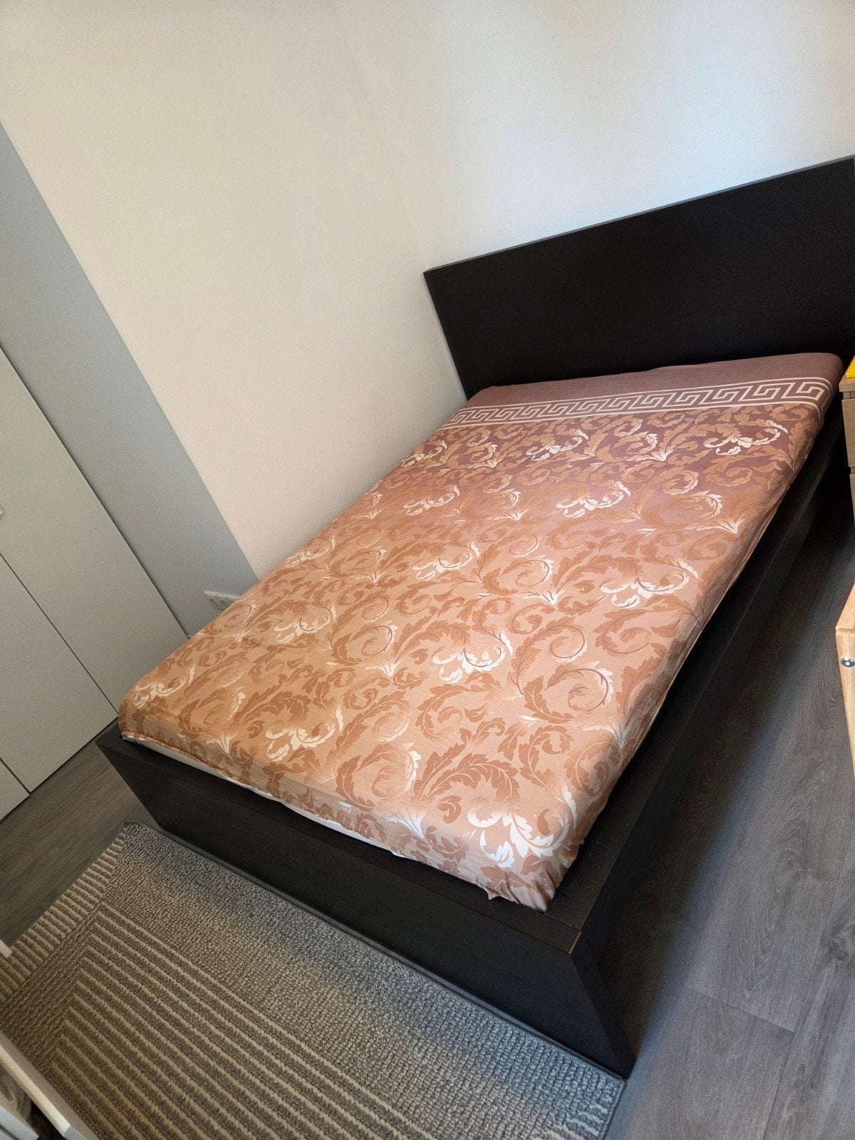 IKEA MALM bedframe 140x200 zwartbruin, Ophalen, Gebruikt, Zwart, Tweepersoons
